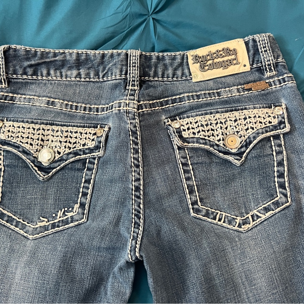 Rock & Roll Cowgirl Boot Cut Jeans with Sparkles 29x34 TALL